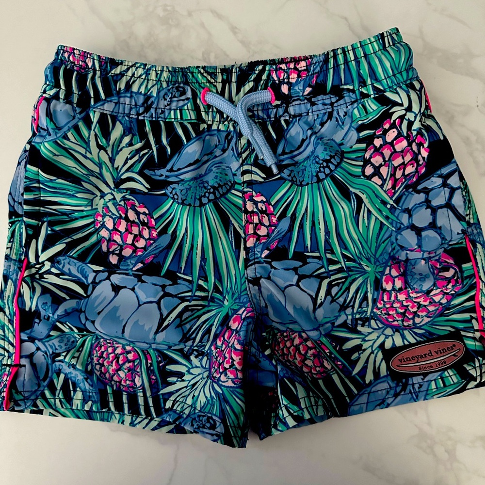 Vineyard Vines Blue and Pink Kids Swim Trunks